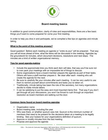 Board meeting basics â PDF - COCo