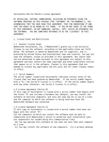 Vectorworks Not For Resale License Agreement By Installing