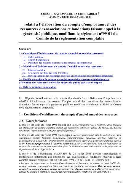 Avis n°2008-08 du 3 avril 2008 du Conseil national de la ...