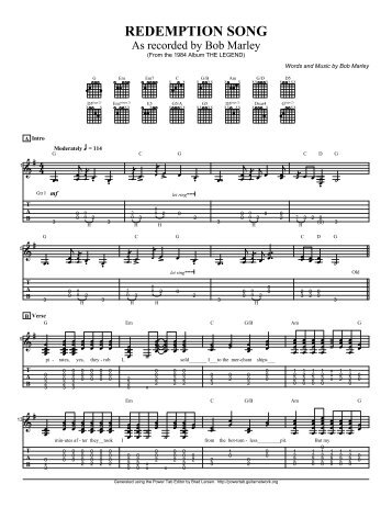 Complete Transcription To "Redemption Song" (PDF) - Guitar Alliance