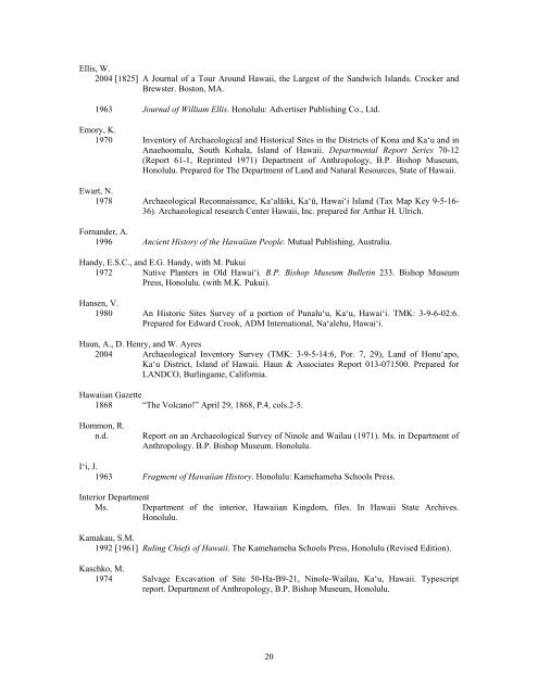 Honu'apo Park Resource Management Plan