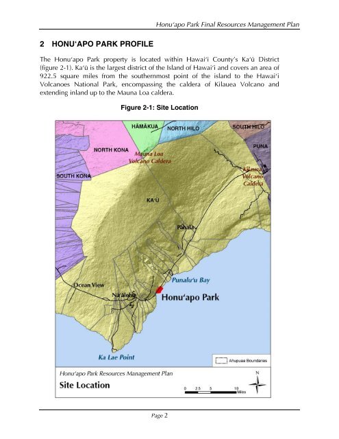 Honu'apo Park Resource Management Plan