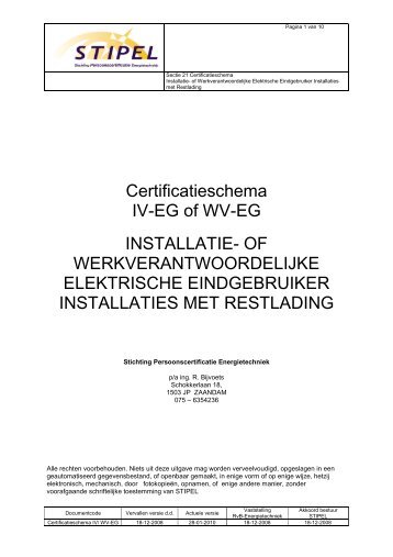 Certificatieschema IV-EG of WV-EG INSTALLATIE- OF ... - Stipel
