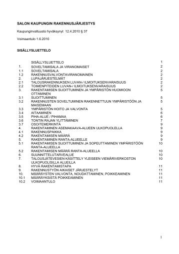 1 SALON KAUPUNGIN RAKENNUSJÃRJESTYS - Salon kaupunki