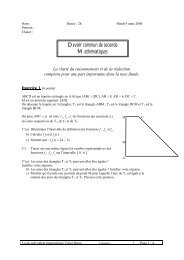 Devoir commun de seconde MathÃ©matiques