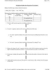 Oxidation-Reduction Reaction Worksheet