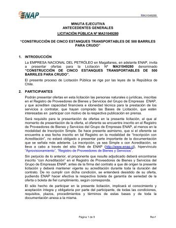construcción de cinco estanques transportables d - Enap