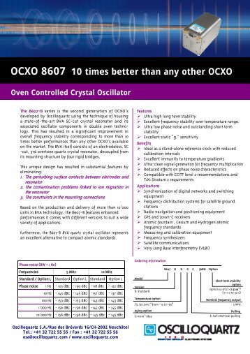 OCXO 8607 - Oscilloquartz SA