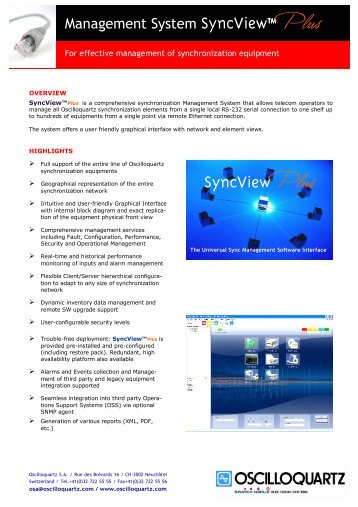 SyncView Plus - Oscilloquartz SA