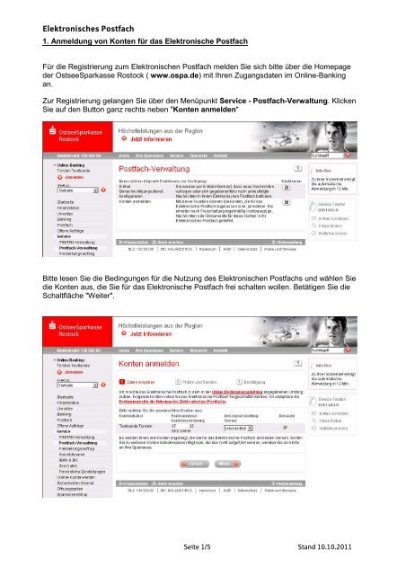 Elektronisches Postfach - OstseeSparkasse Rostock