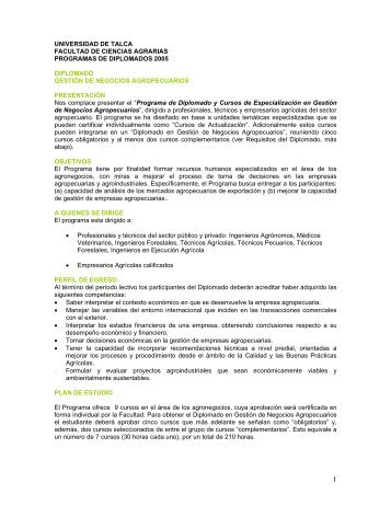 UNIVERSIDAD DE TALCA - facultad ciencias agrarias - universidad ...