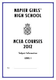 NAPIER GIRLS' HIGH SCHOOL NCEA COURSES 2012