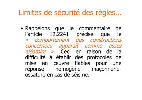 CONSTRUCTIONS DE MACONNERIE - Le Plan SÃ©isme