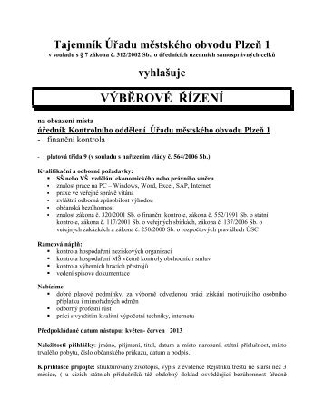 Tajemník Magistrátu města Plzně - Portál městského obvodu Plzeň 1