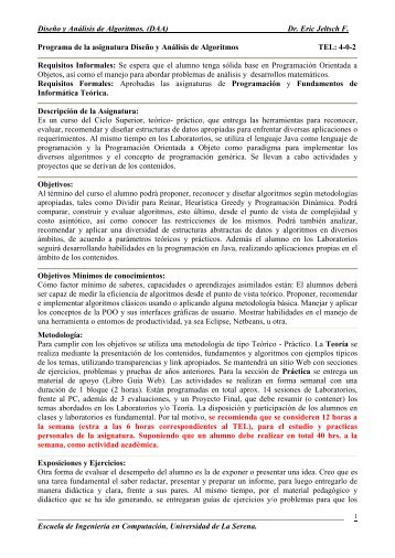 Programa de la asignatura con pruebas y Examen - Universidad de ...