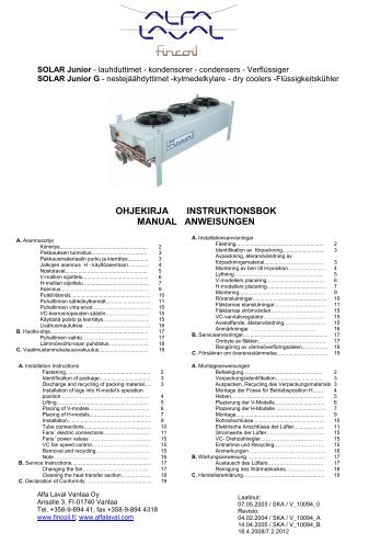 SOLAR Junior - lauhduttimet - kondensorer ... - Alfa Laval - ABC