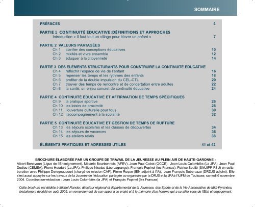 la continuitÃ© Ã©ducative - La Jeunesse au Plein Air