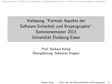 Formale Aspekte der Software-Sicherheit und Kryptographie