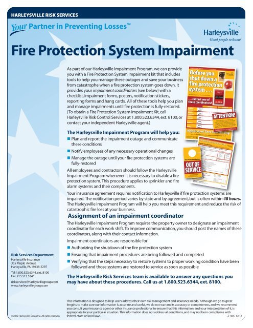 Fire Protection System Impairment - Harleysville Insurance