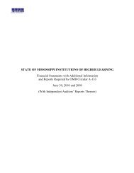 Fiscal Year 2010 IHL System A-133 Audit Report - Mississippi Board ...