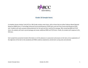 Grade 10 Sample Items - PARCC