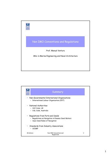 Non IMO Conventions and Regulations Summary