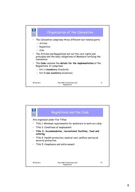 Non IMO Conventions and Regulations Summary