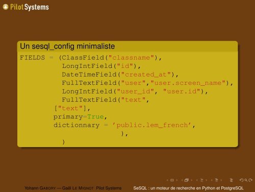 SeSQL : un moteur de recherche en Python et ... - RMLL 2011