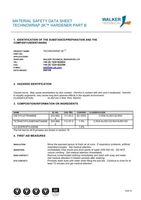 material safety data sheet technowrap 2k ... - PT. Harimau Putih