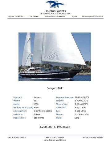 Jongert 26T 3.200.000 â¬ TVA payÃ©e - Dolphin Yachts