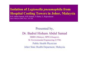 Isolation of Legionella pneumophila from Hospital Cooling ... - MAPTB