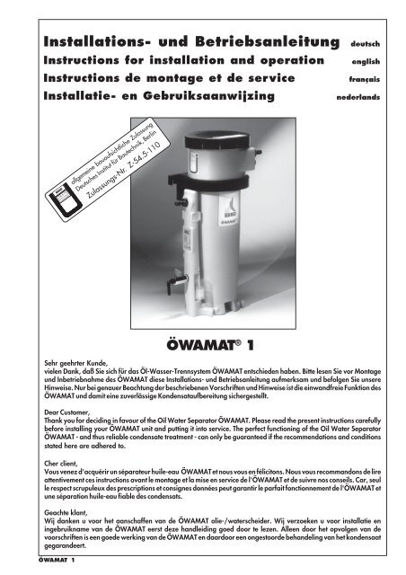 Ã¶wamatÂ® 1 - BEKO TECHNOLOGIES GmbH