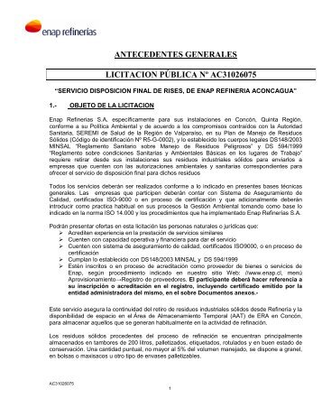 antecedentes generales licitacion pública nº ac31026075 - Enap