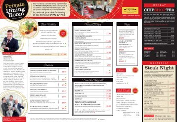 A la carte menu - Ribby Hall Village