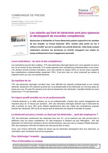 Lire le communiqué de presse - France Bénévolat