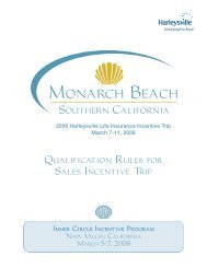 Qualification Rules for Sales Incentive Trip - Harleysville Insurance