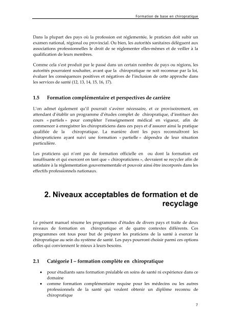 Principes directeurs de l'OMS pour la formation - World Health ...