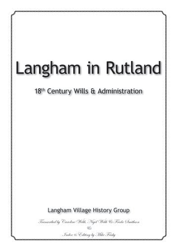 18th century Wills - Langham Village History Group