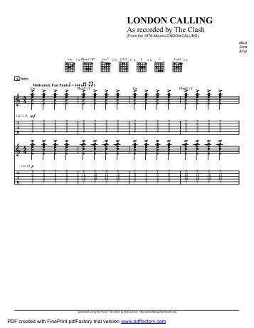 Complete Transcription To "London Calling" (PDF) - Guitar Alliance