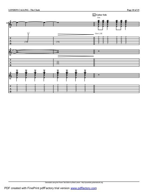 Complete Transcription To "London Calling" (PDF) - Guitar Alliance