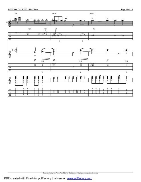 Complete Transcription To "London Calling" (PDF) - Guitar Alliance