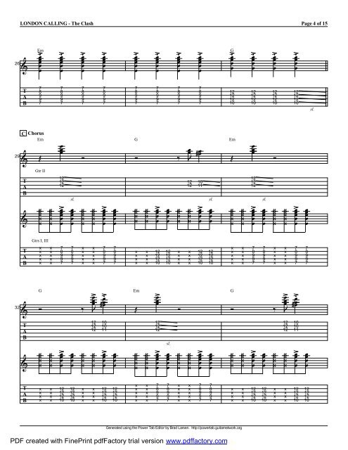 Complete Transcription To "London Calling" (PDF) - Guitar Alliance