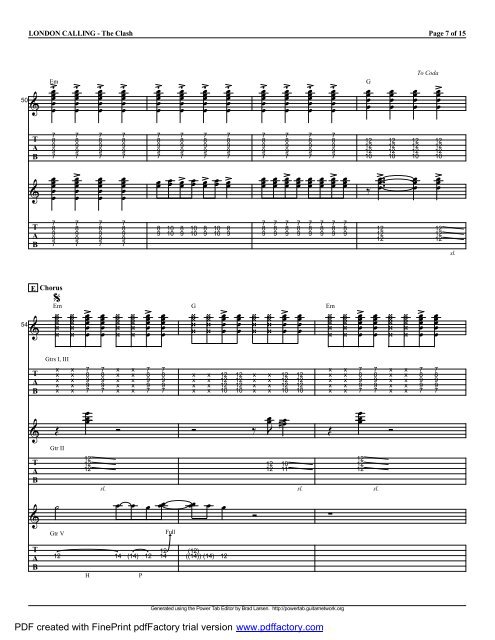 Complete Transcription To "London Calling" (PDF) - Guitar Alliance