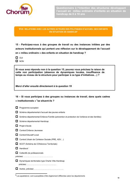 Questionnaire Ã  l'intention des structures dÃ©veloppant l'accueil en ...