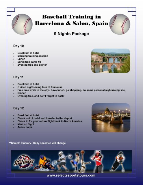 Baseball Training in Barcelona & Salou, Spain ... - Selects Sports