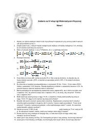 Zadania na IV etap Ligi Matematyczni-Fizycznej klasa I