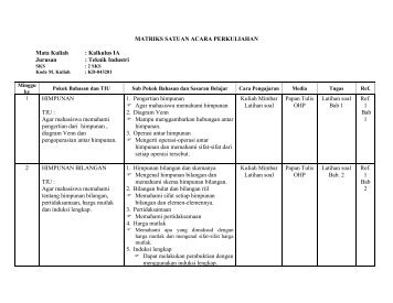 MATRIKS SATUAN ACARA PERKULIAHAN - SAP Gunadarma