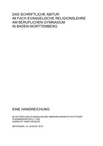 Handreichung zum schriftlichen Abitur im Fach Evangelische ...