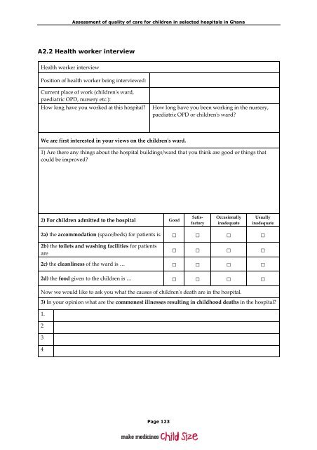 Assessment of quality of care for children in selected hospitals in ...