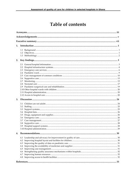 Assessment of quality of care for children in selected hospitals in ...